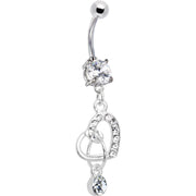 Crystalline Gem Charming Heart Dangle Belly Ring