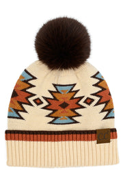 C.C Southwest Pattern Pom Beanie