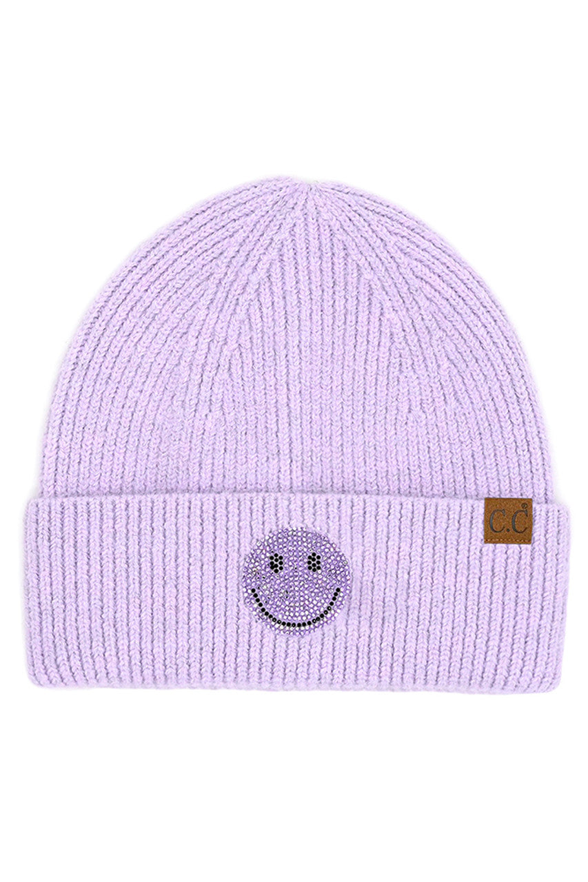 C.C Smile Face Rhinestone Beanie