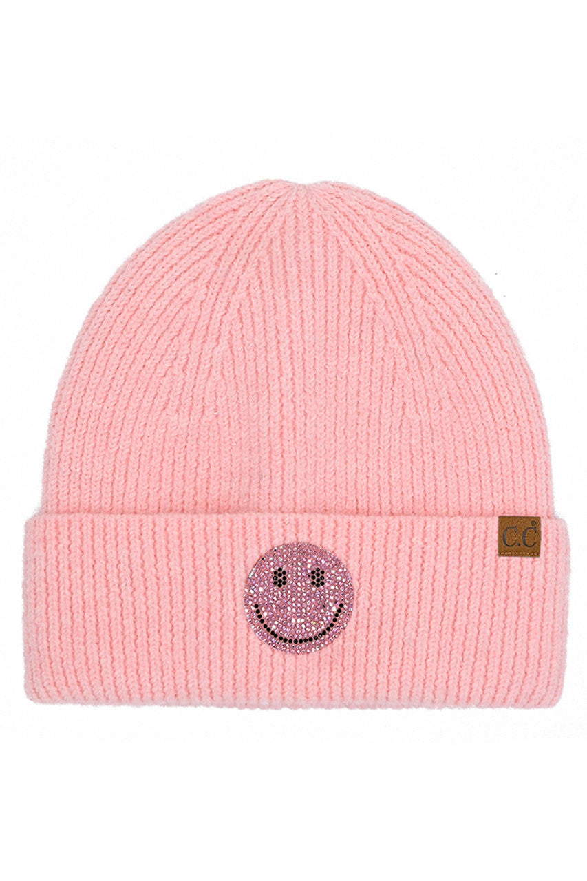 C.C Smile Face Rhinestone Beanie