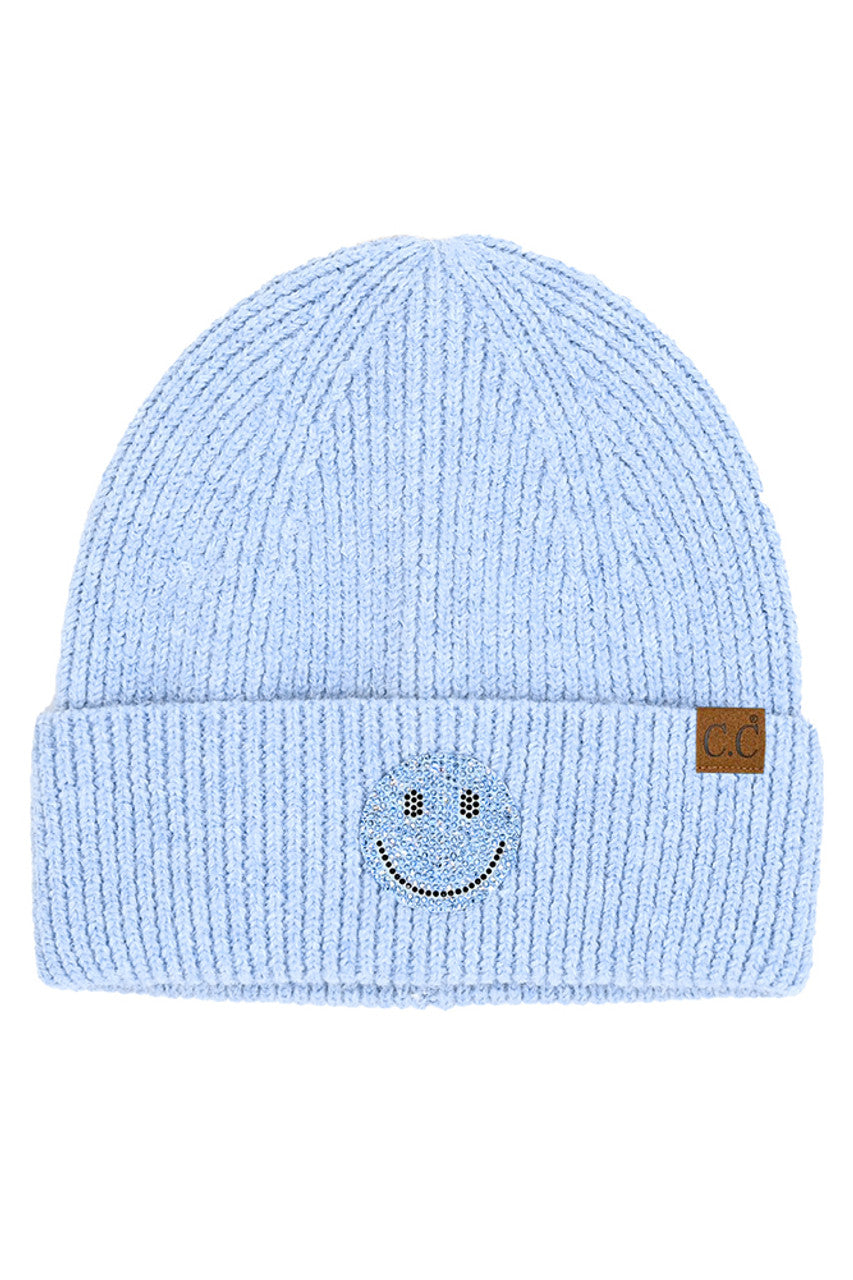 C.C Smile Face Rhinestone Beanie