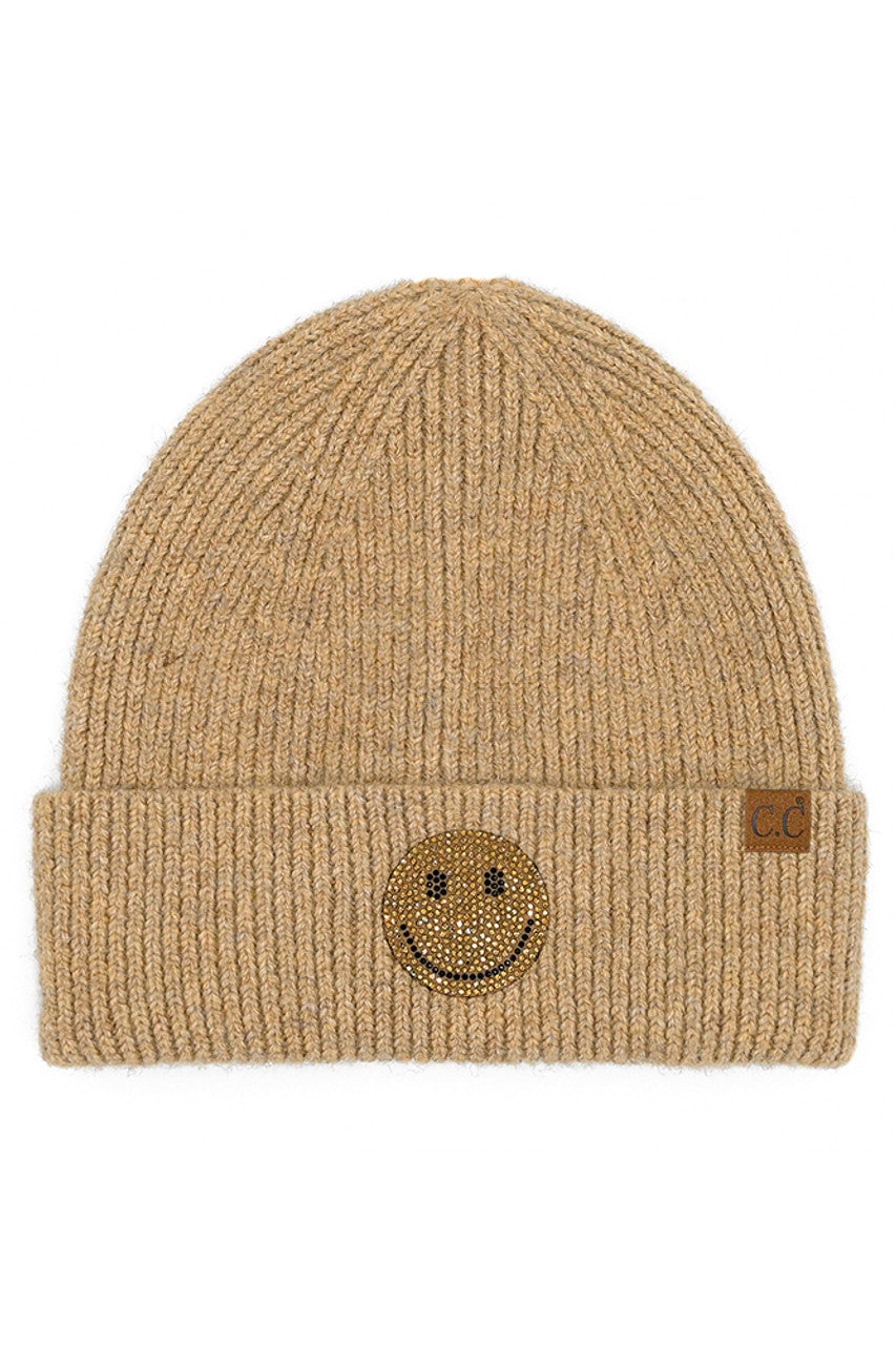 C.C Smile Face Rhinestone Beanie