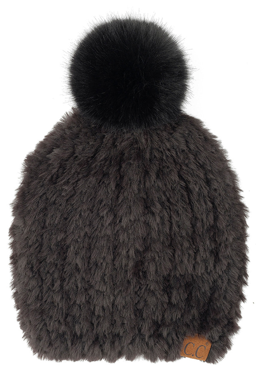 C.C Faux Fur Pom Beanie