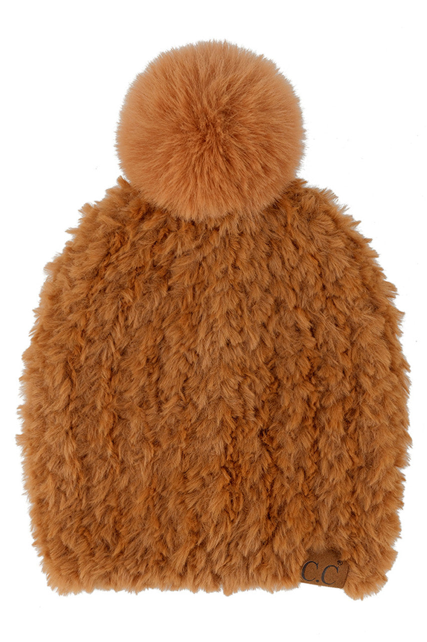 C.C Faux Fur Pom Beanie