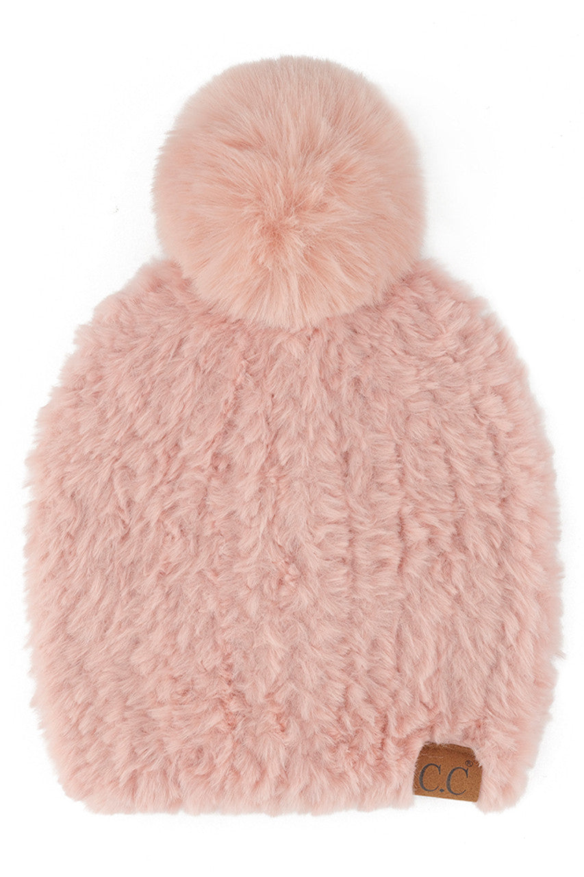 C.C Faux Fur Pom Beanie