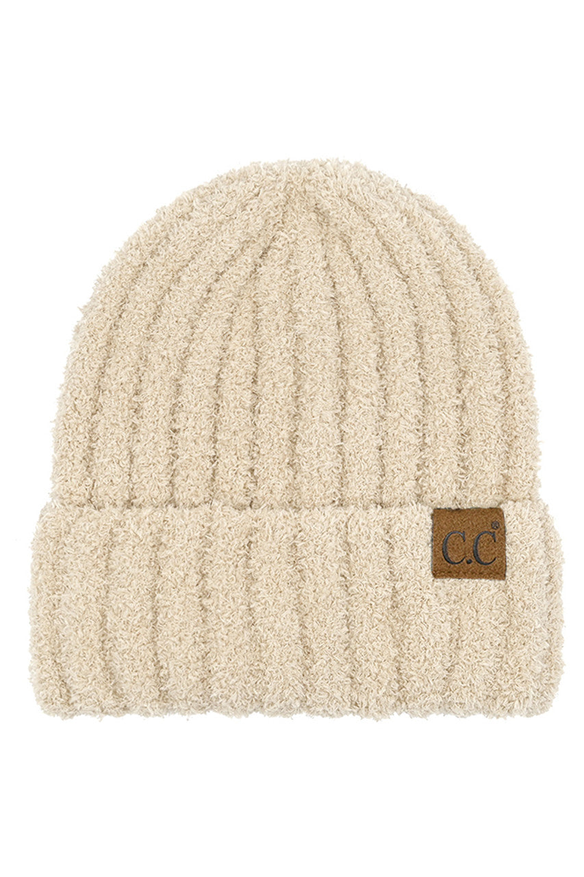 C.C Women's Solid Color Fuzzy Beanie