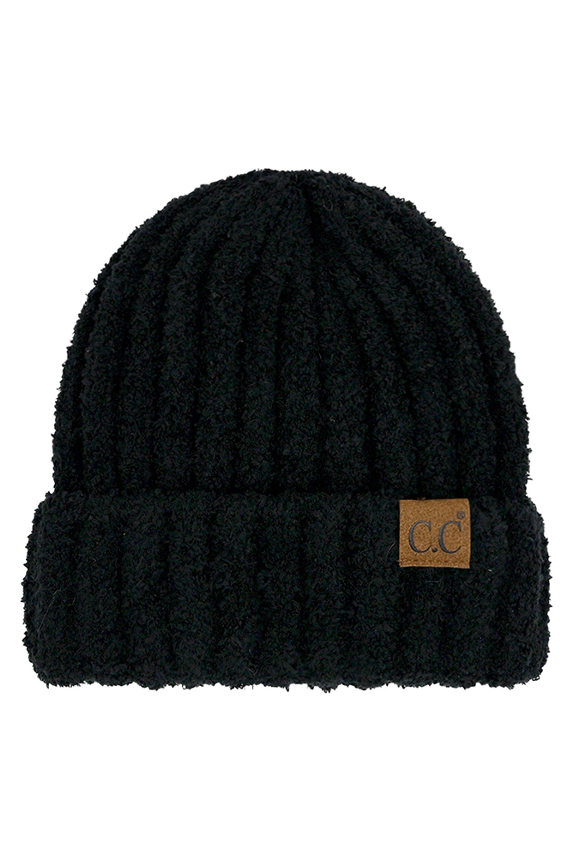 C.C Women's Solid Color Fuzzy Beanie
