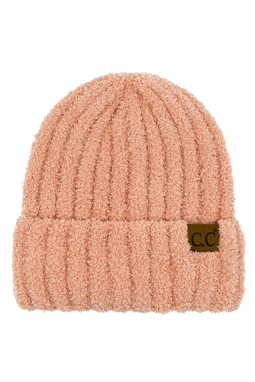 C.C Women's Solid Color Fuzzy Beanie