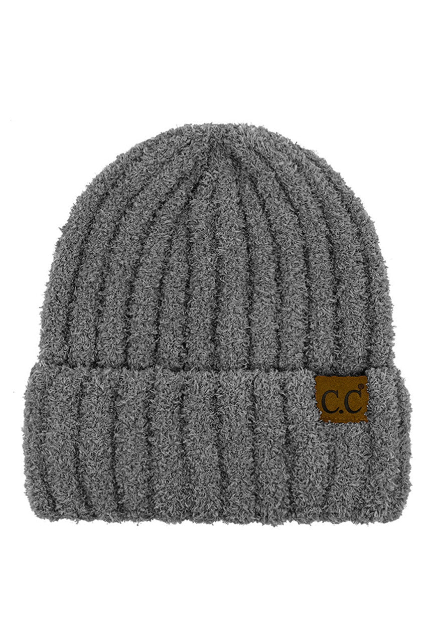 C.C Women's Solid Color Fuzzy Beanie