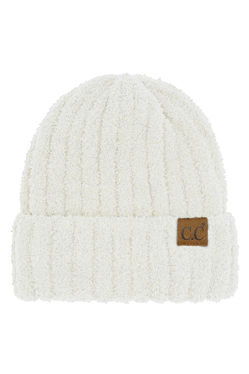 C.C Women's Solid Color Fuzzy Beanie