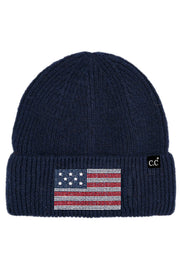 C.C Women's American Flag Rhinestone Beanie 4th of July