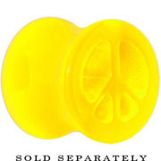 Acrylic Neon Yellow Peace Sign Tunnel Plug 2G to 20mm