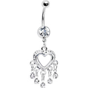 Love Drops Clear Heart Chandelier Belly Ring