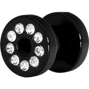 4G Black Acrylic with Clear Jeweled Flesh Tunnel