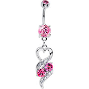 Pink Gem Heart Twist Belly Ring