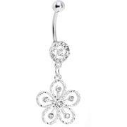Clear Gem Exotic Azalea Flower Belly Ring
