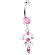 Pink Gem Filigree Carrier Butterfly Belly Ring