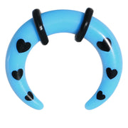 4G Sky Blue Acrylic Black Hearts Buffalo Taper