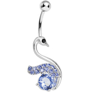 Blue Gem Graceful Paved Swan Belly Ring