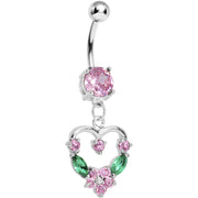 Pale Pink Gem Heart Wreath Belly Ring