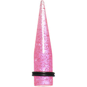 9/16 Pink Acrylic Silver Glitter Taper