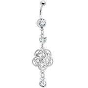Crystalline Gem Floral Enchantment Dangle Belly Ring