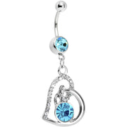 Aqua Gem Heart Loop Solitaire Belly Ring