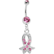 Pink Gem Breast Cancer Awareness Ribbon Belly Ring