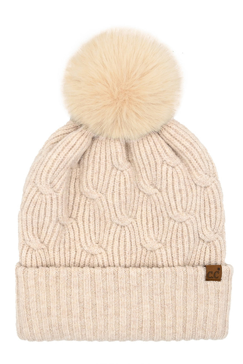 C.C Chain Link Knitted Pom Beanie