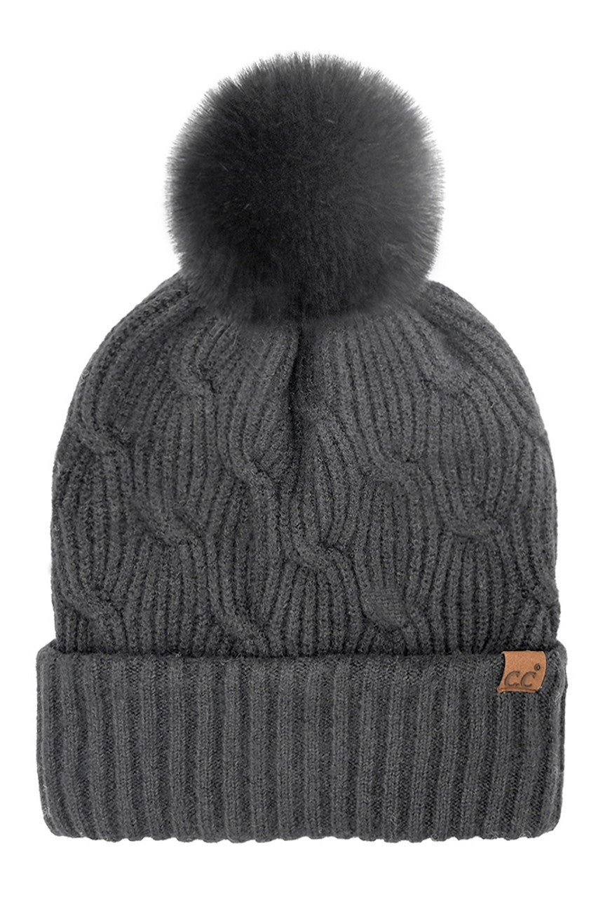 C.C Chain Link Knitted Pom Beanie