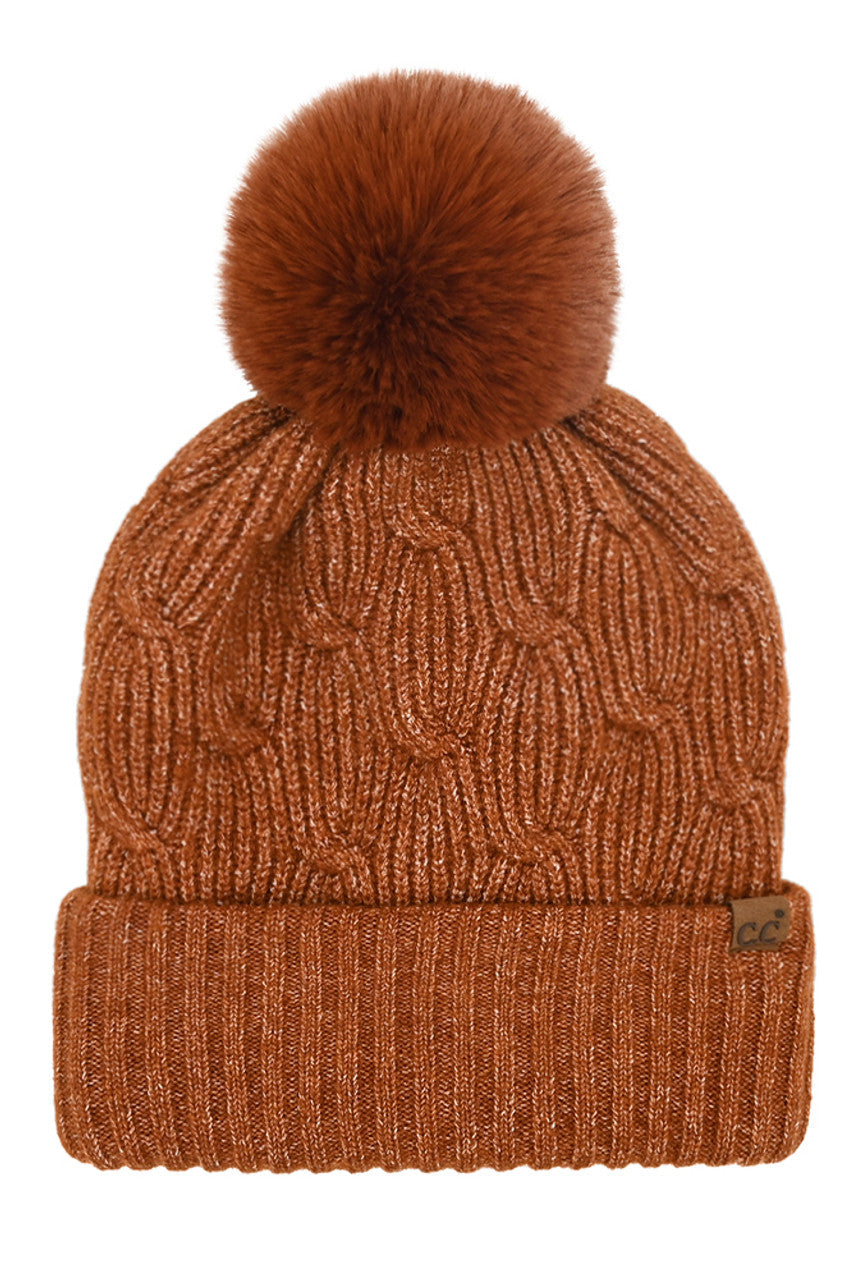 C.C Chain Link Knitted Pom Beanie