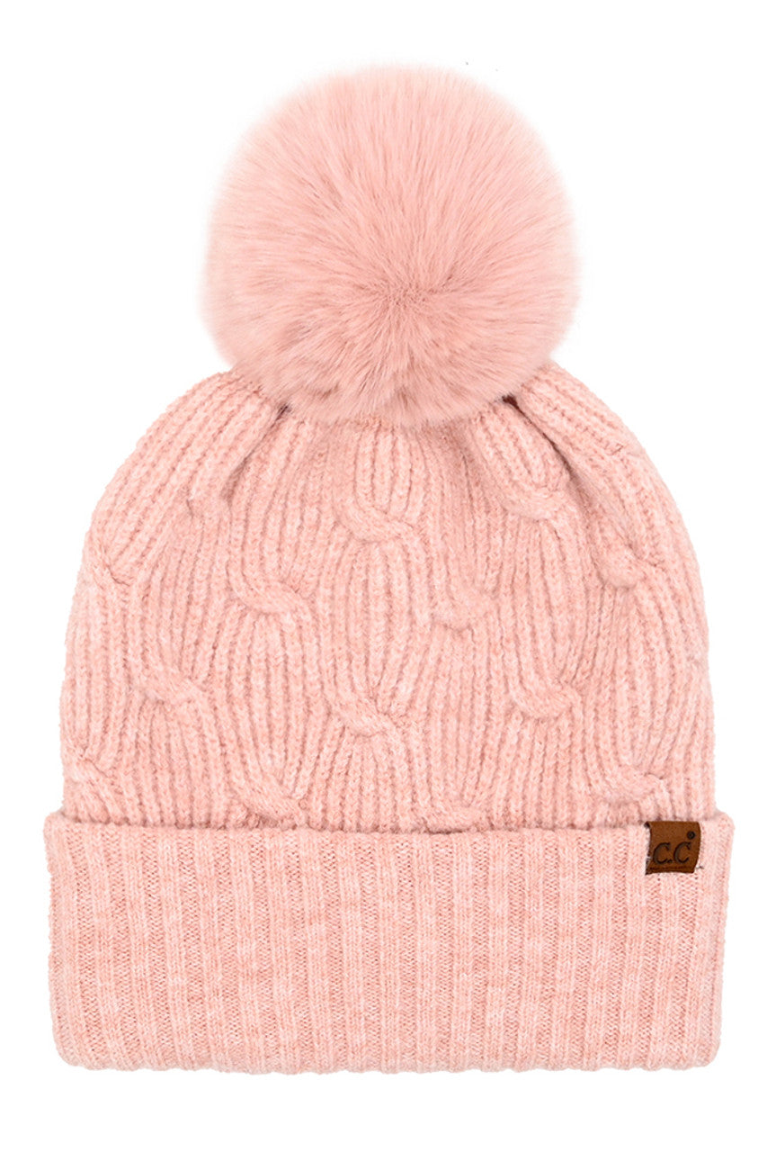 C.C Chain Link Knitted Pom Beanie