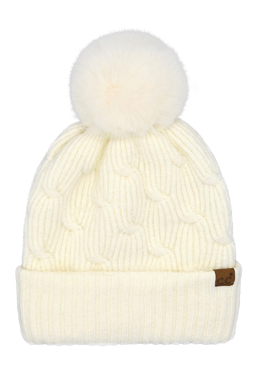 C.C Chain Link Knitted Pom Beanie