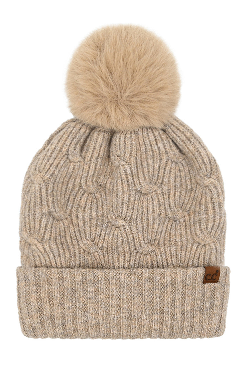 C.C Chain Link Knitted Pom Beanie