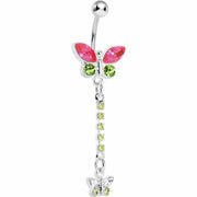 Springtime Meadow Dual Butterfly Dangle Belly Ring