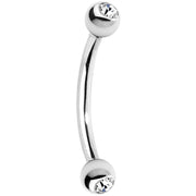 16G 3/8 Clear Gem Internally Threaded Eyebrow Ring
