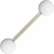 Grade 23 Solid Titanium Flat White Acrylic Barbell Tongue Ring
