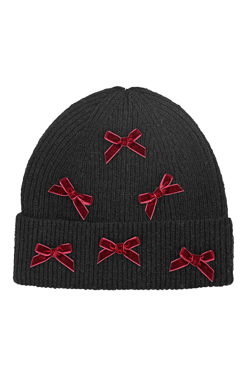 C.C Mini Velvet Bow Cuff Beanie