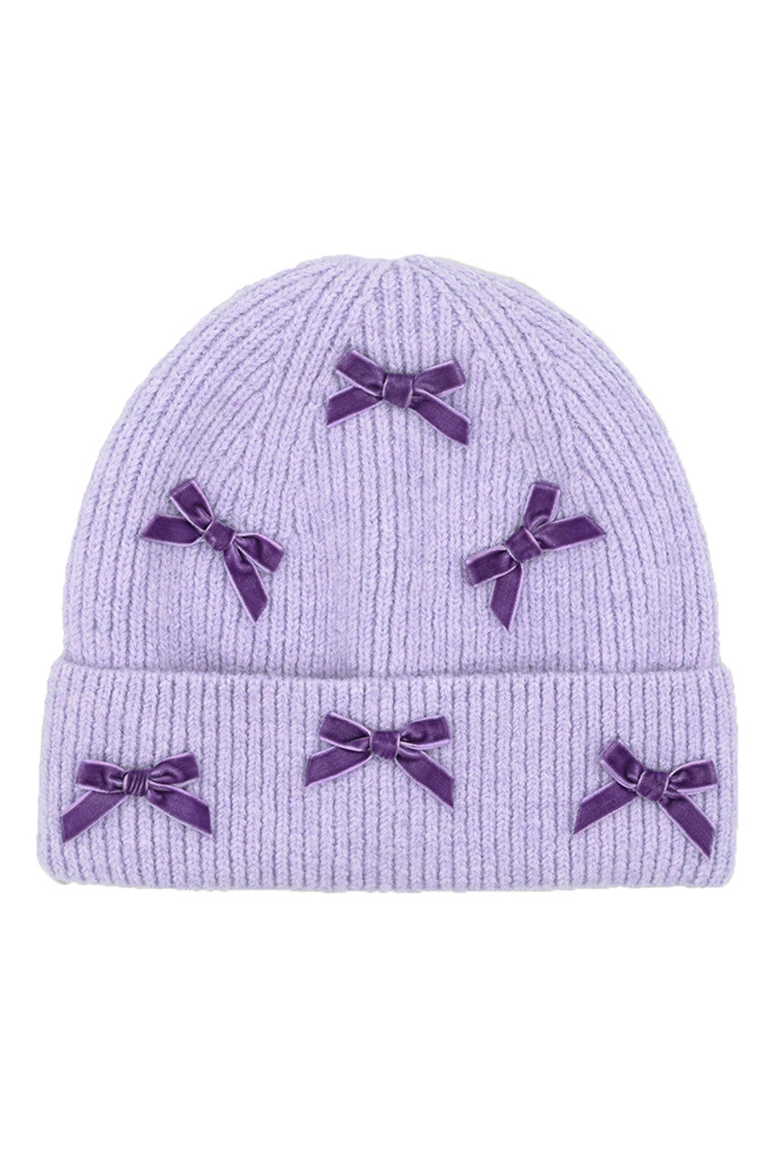 C.C Mini Velvet Bow Cuff Beanie