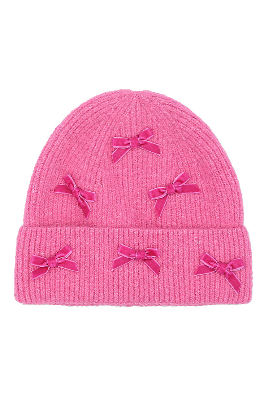 C.C Mini Velvet Bow Cuff Beanie