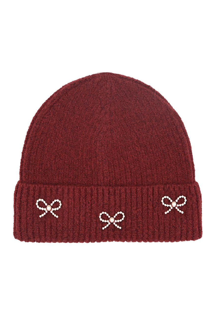 C.C Pearl Bow Charm Cuff Beanie