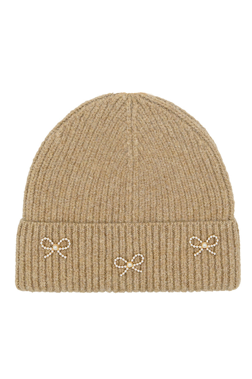 C.C Pearl Bow Charm Cuff Beanie