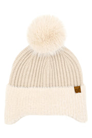 C.C Fur Earflap Pom Beanie