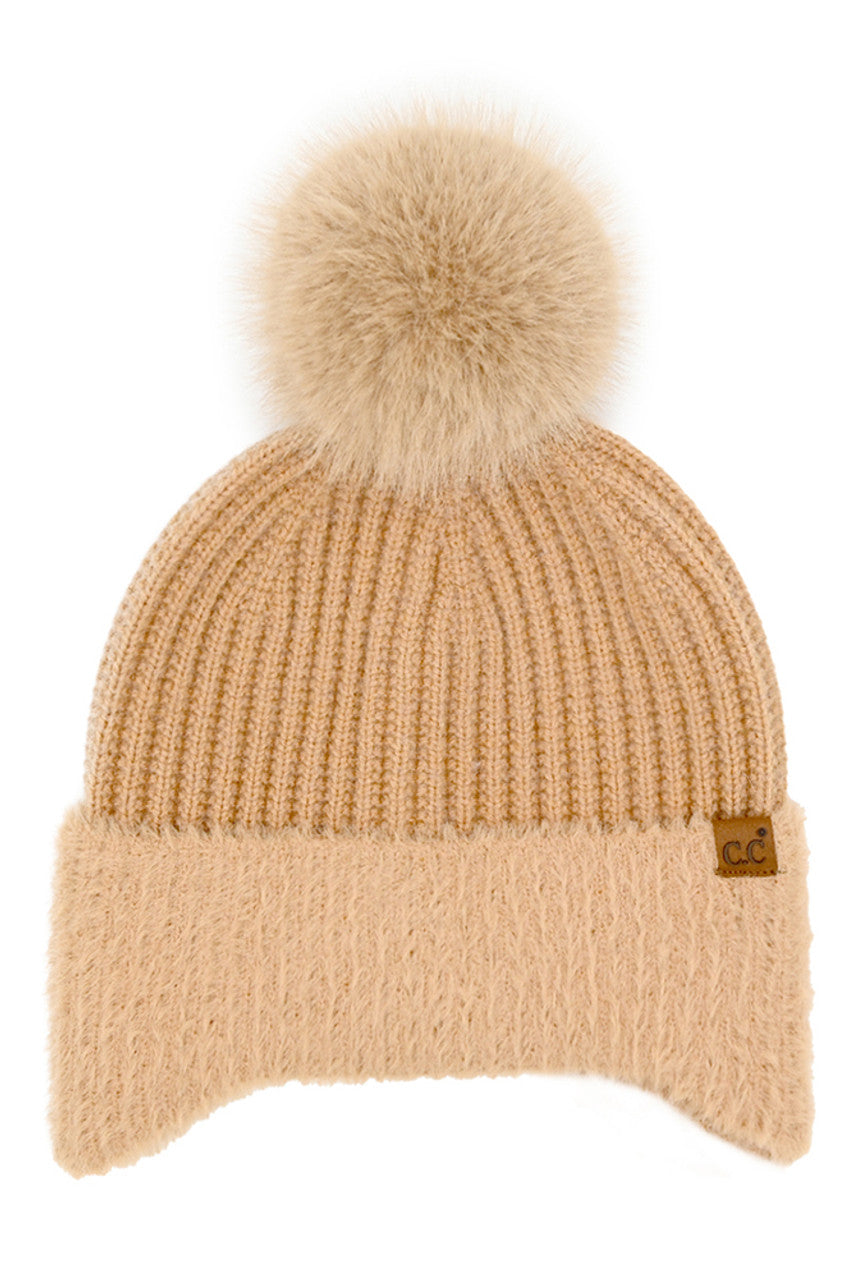 C.C Fur Earflap Pom Beanie