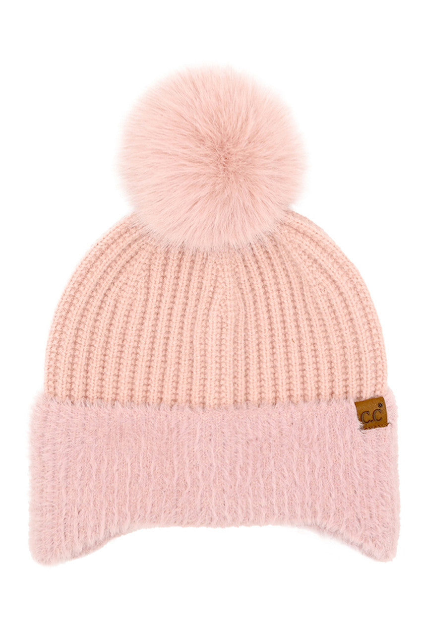 C.C Fur Earflap Pom Beanie