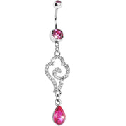 Pink Gem Cloud 9 Teardrop Dangle Belly Ring