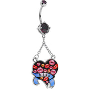 Double Gem Smooch Kisses Heart Belly Ring