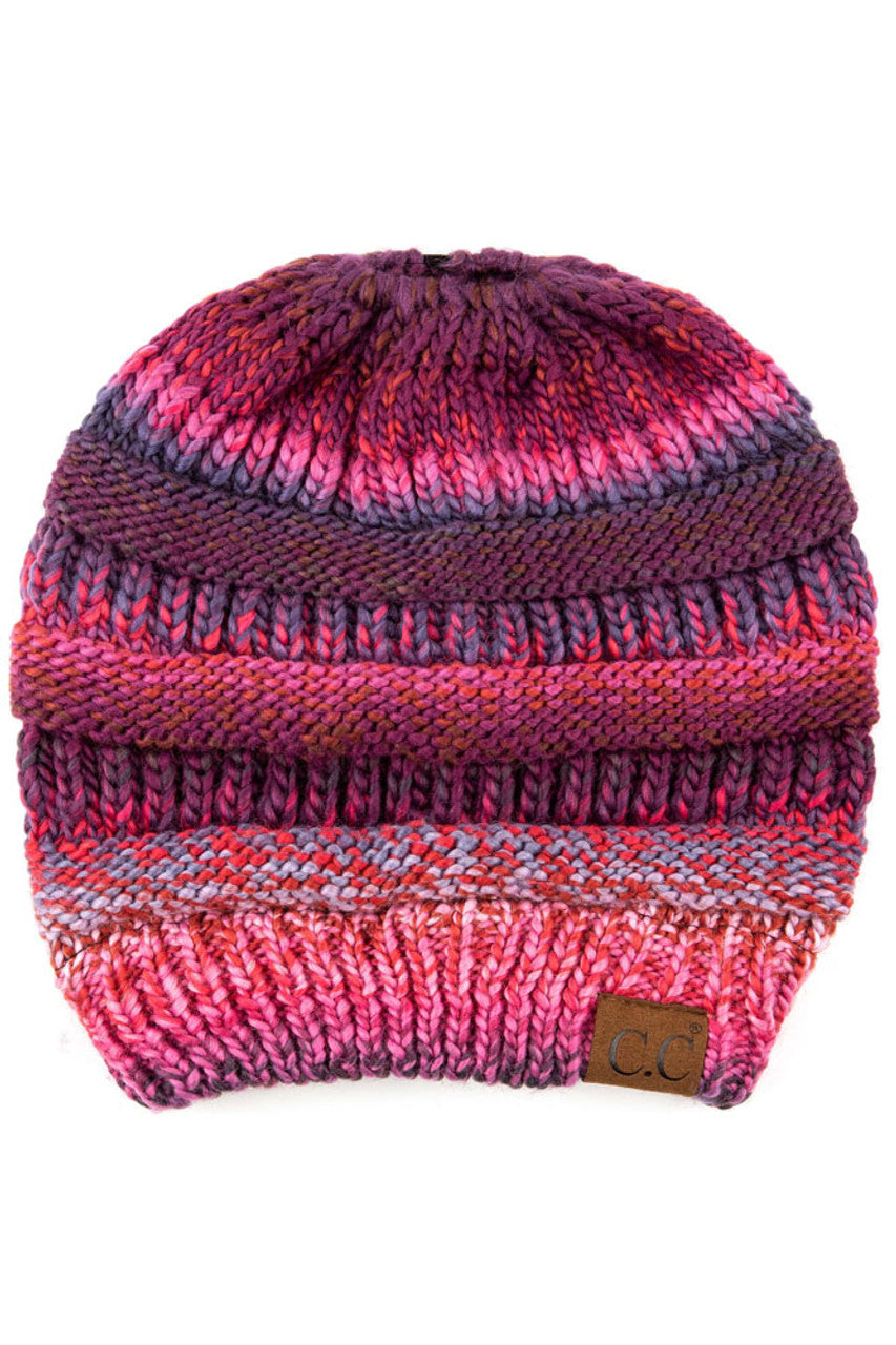 Women's Multi Color Cable Knit Beanie