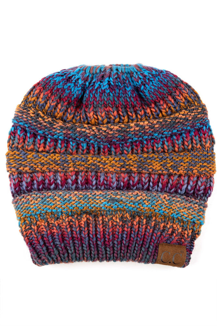 Women's Multi Color Cable Knit Beanie
