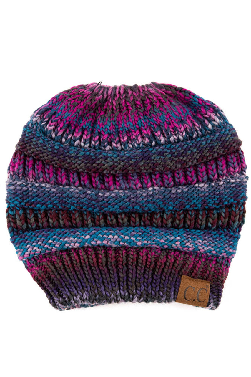 Women's Multi Color Cable Knit Beanie